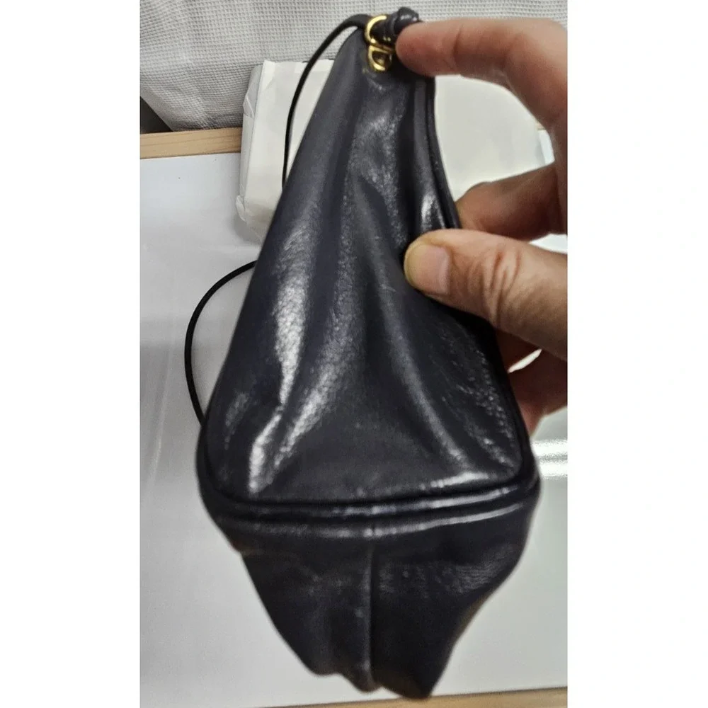 VINTAGE‎ MR. LEATHER dark blue leather shoulder bag 9x6.5x2.5